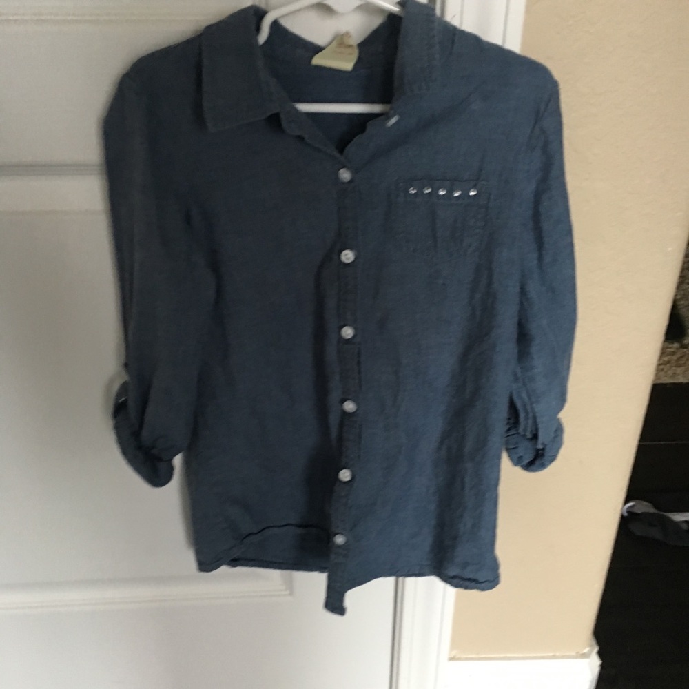 Girls botton up blue Jean shirt